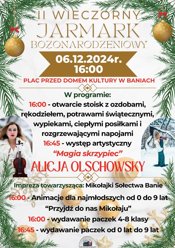 Plakat zapraszający na II Wieczorny Jarmark Boonarodzeniopwy