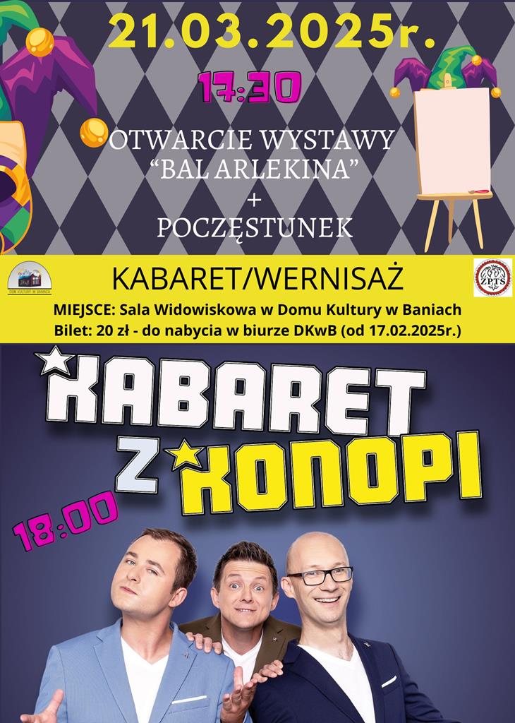 Plakat zapraszający na wystę Kabaretu z Konopi