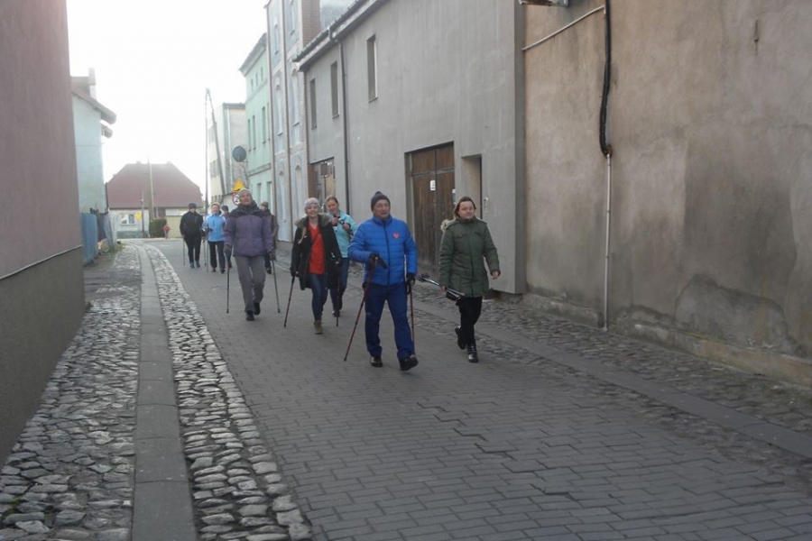 grupa ludzi prawiająca Nordic walking